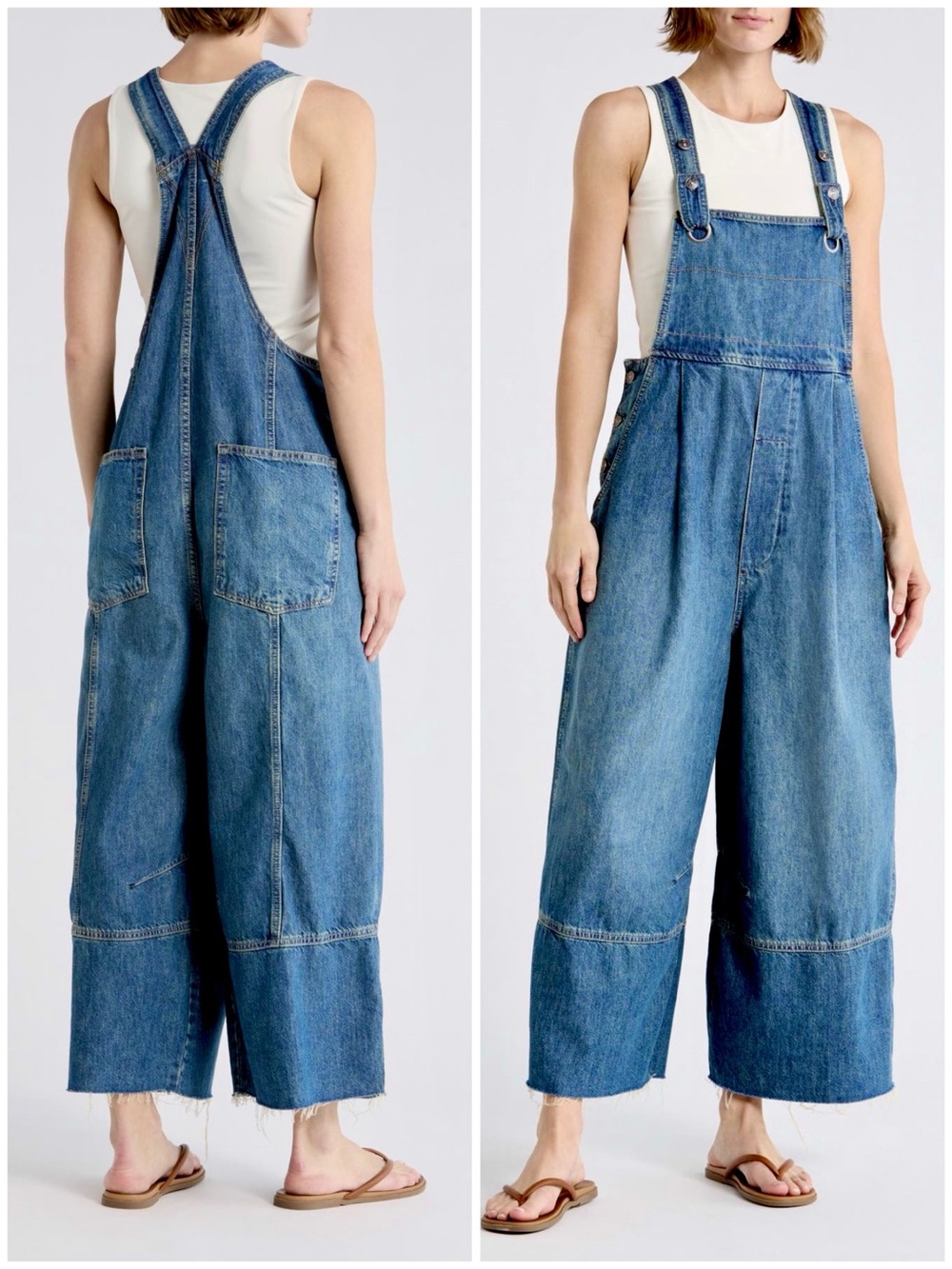 NWT Free People We The Free Rambler Wide-Leg Overalls in Dark Blue